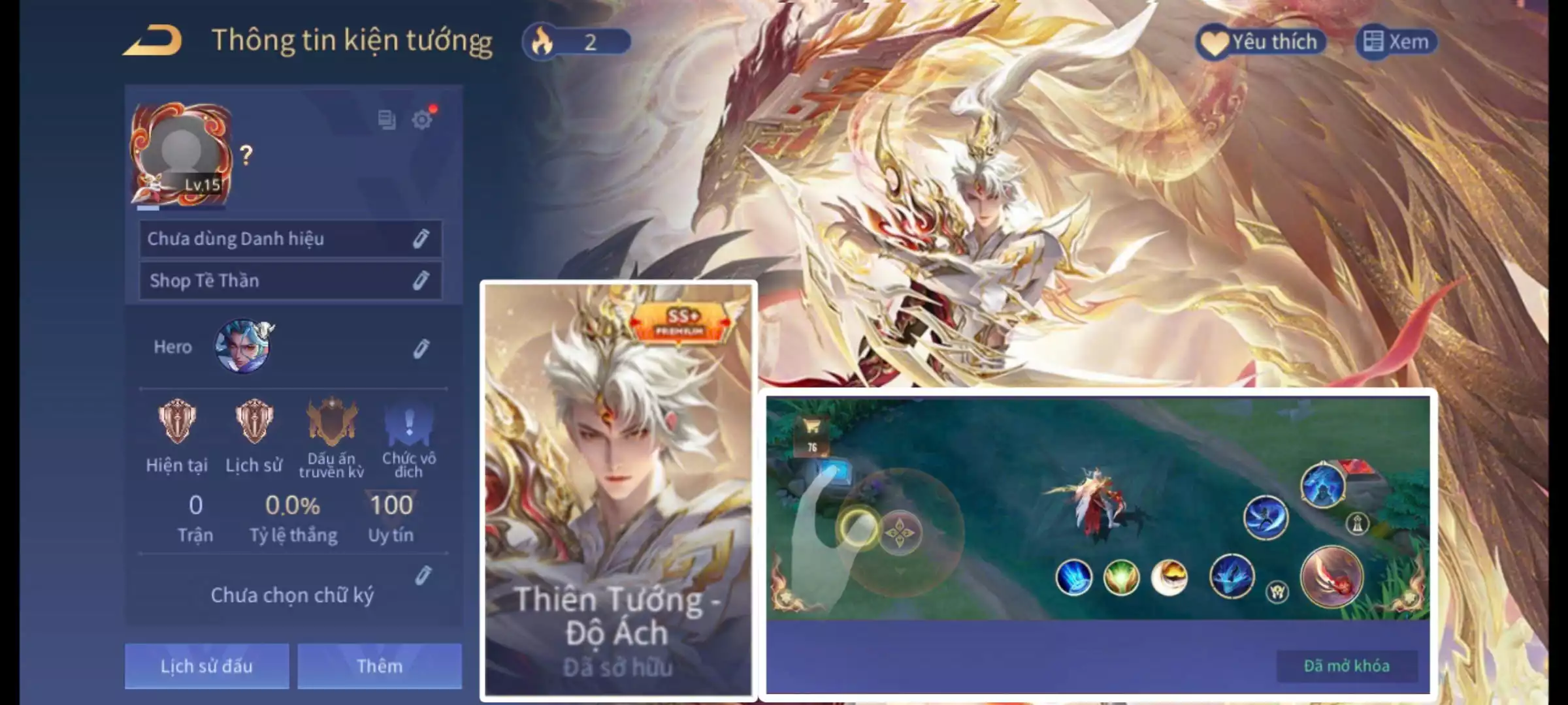 TẶNG ACC REG: Billow thiên tướng - độ ách, có nút bấm phụ kiện, trắng thông tin, sẵn tướng, free đổi tên, bảo hành đầy đủ